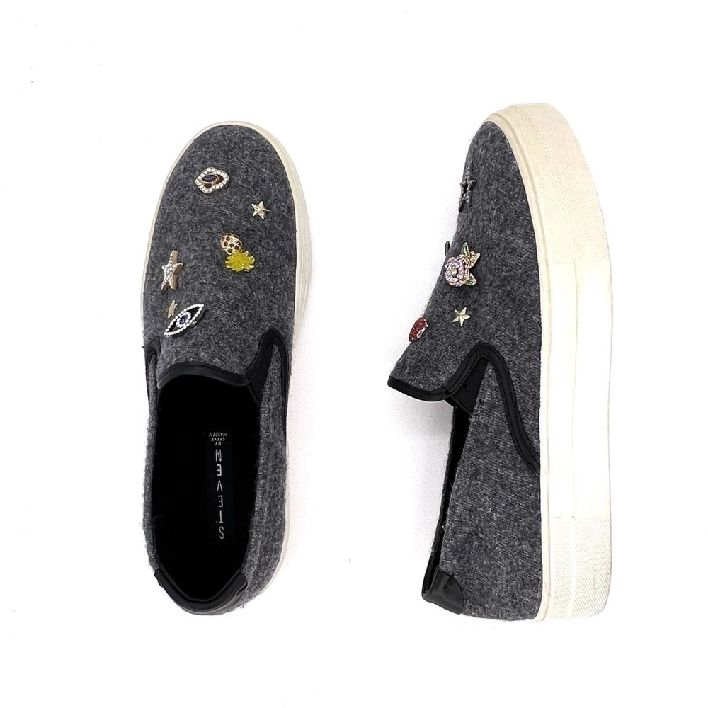 Steven by Steve Madden Gerry Sneakers Size 9.5 Gray Platform Skater Charms New